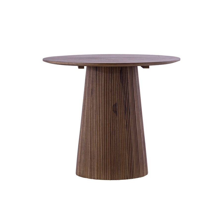 Canarm Madhy 23in Round Brown Mango Wood Side Table | Mid-Century Ribbed Design | Living Room & Bedroom | 23.5 x 23.5 x 20.5 in | Model SC-108
