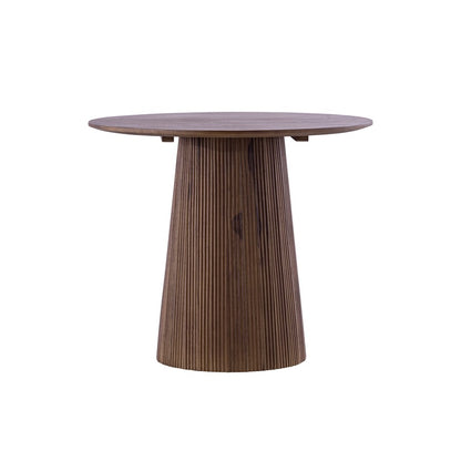 Canarm Madhy 23in Round Brown Mango Wood Side Table | Mid-Century Ribbed Design | Living Room & Bedroom | 23.5 x 23.5 x 20.5 in | Model SC-108