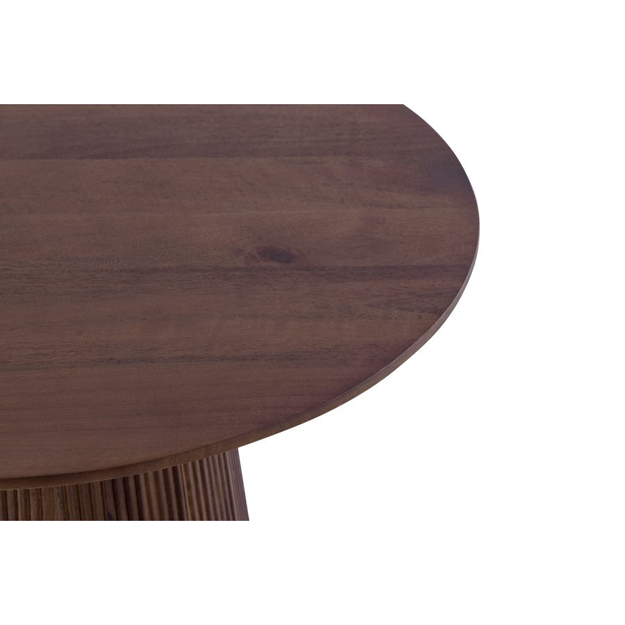Canarm Madhy 23in Round Brown Mango Wood Side Table | Mid-Century Ribbed Design | Living Room & Bedroom | 23.5 x 23.5 x 20.5 in | Model SC-108