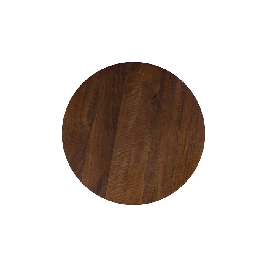 Canarm Madhy 23in Round Brown Mango Wood Side Table | Mid-Century Ribbed Design | Living Room & Bedroom | 23.5 x 23.5 x 20.5 in | Model SC-108