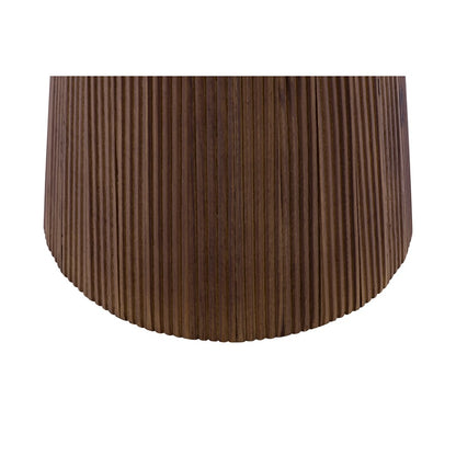 Canarm Madhy 23in Round Brown Mango Wood Side Table | Mid-Century Ribbed Design | Living Room & Bedroom | 23.5 x 23.5 x 20.5 in | Model SC-108