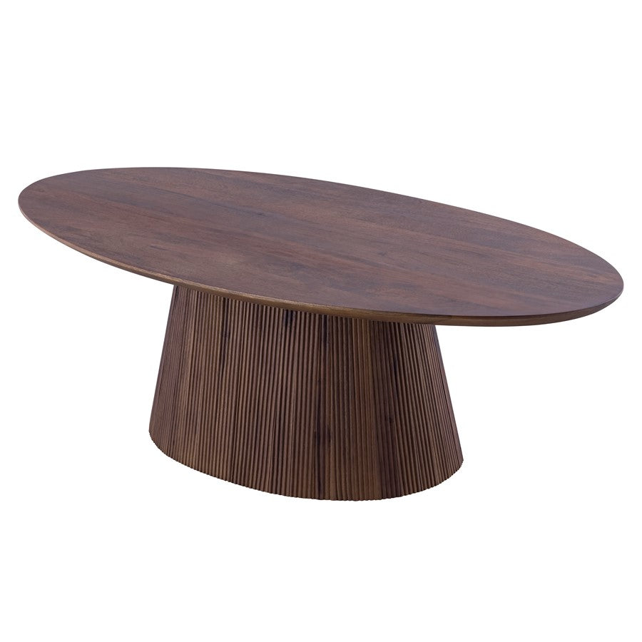 Canarm Madhy 47in Brown Wood Coffee Table | Fluted Base | Living Room & Study | 47 x 23.5 x 15 in | Model SC-109