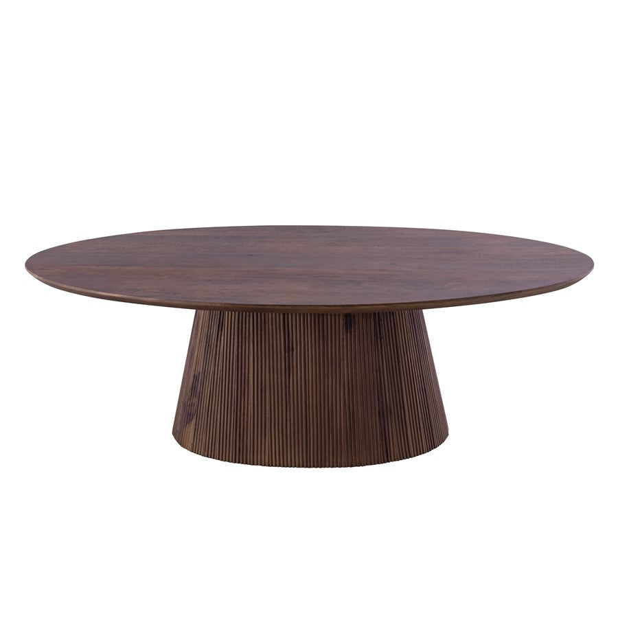 Canarm Madhy 47in Brown Wood Coffee Table | Fluted Base | Living Room & Study | 47 x 23.5 x 15 in | Model SC-109