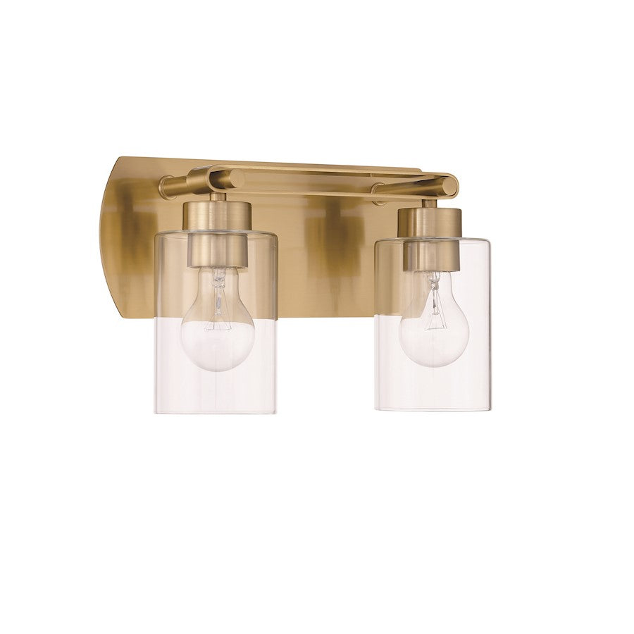 Craftmade Hendrix 2 Light Vanity, Satin Brass/Clear - 17614SB2