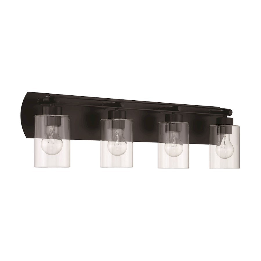 Craftmade Hendrix 4 Light Vanity, Flat Black/Clear - 17631FB4