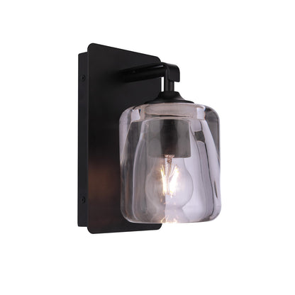 Craftmade Andie 1 Light Wall Sconce, Flat Black/Clear