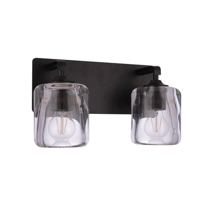 Craftmade Andie 2 Light Vanity, Flat Black/Clear - 20614FB2