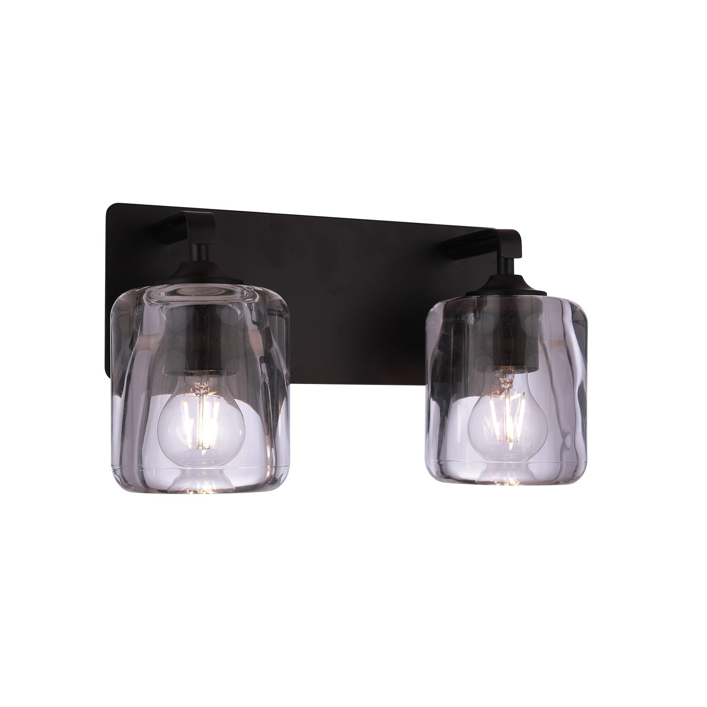 Craftmade Andie 2 Light Vanity, Flat Black/Clear