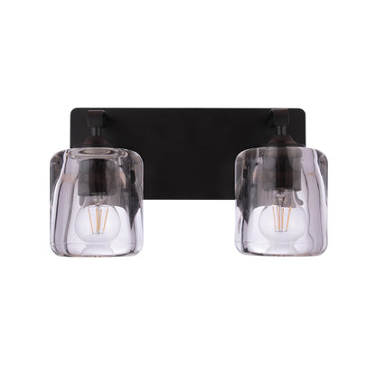 Craftmade Andie 2 Light Vanity, Flat Black/Clear
