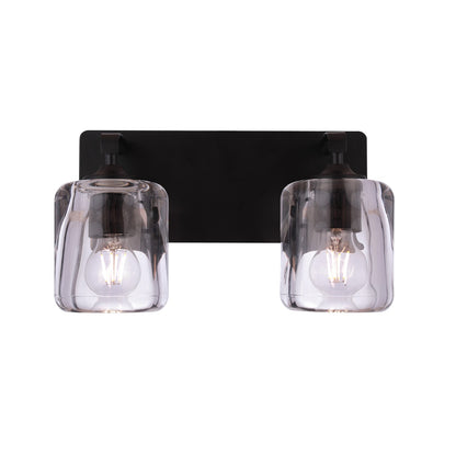 Craftmade Andie 2 Light Vanity, Flat Black/Clear