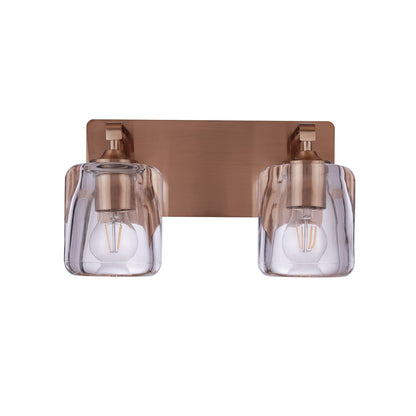 Craftmade Andie 2 Light Vanity, Satin Brass/Clear