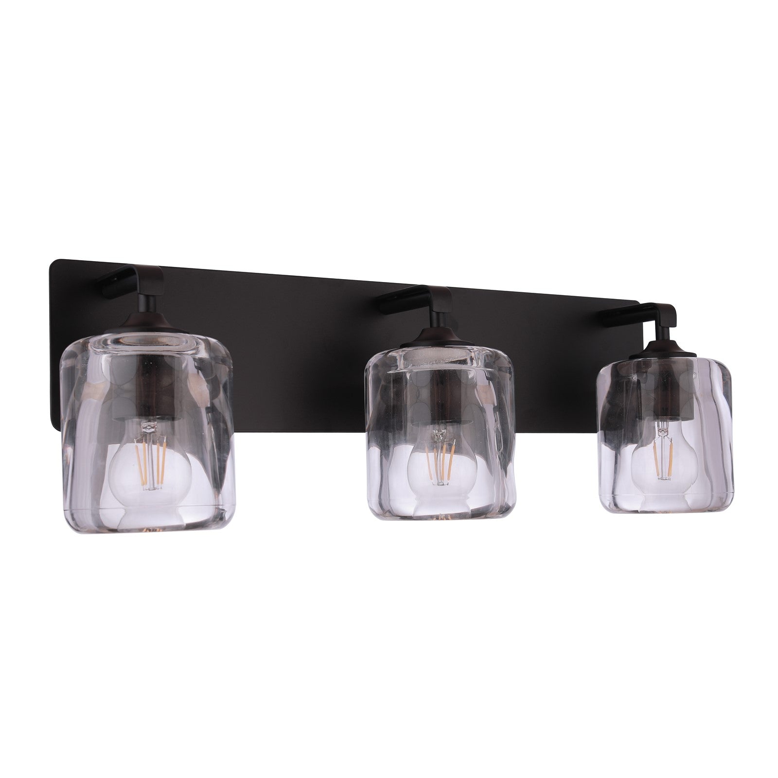 Craftmade Andie 3 Light Vanity, Flat Black/Clear - 20624FB3