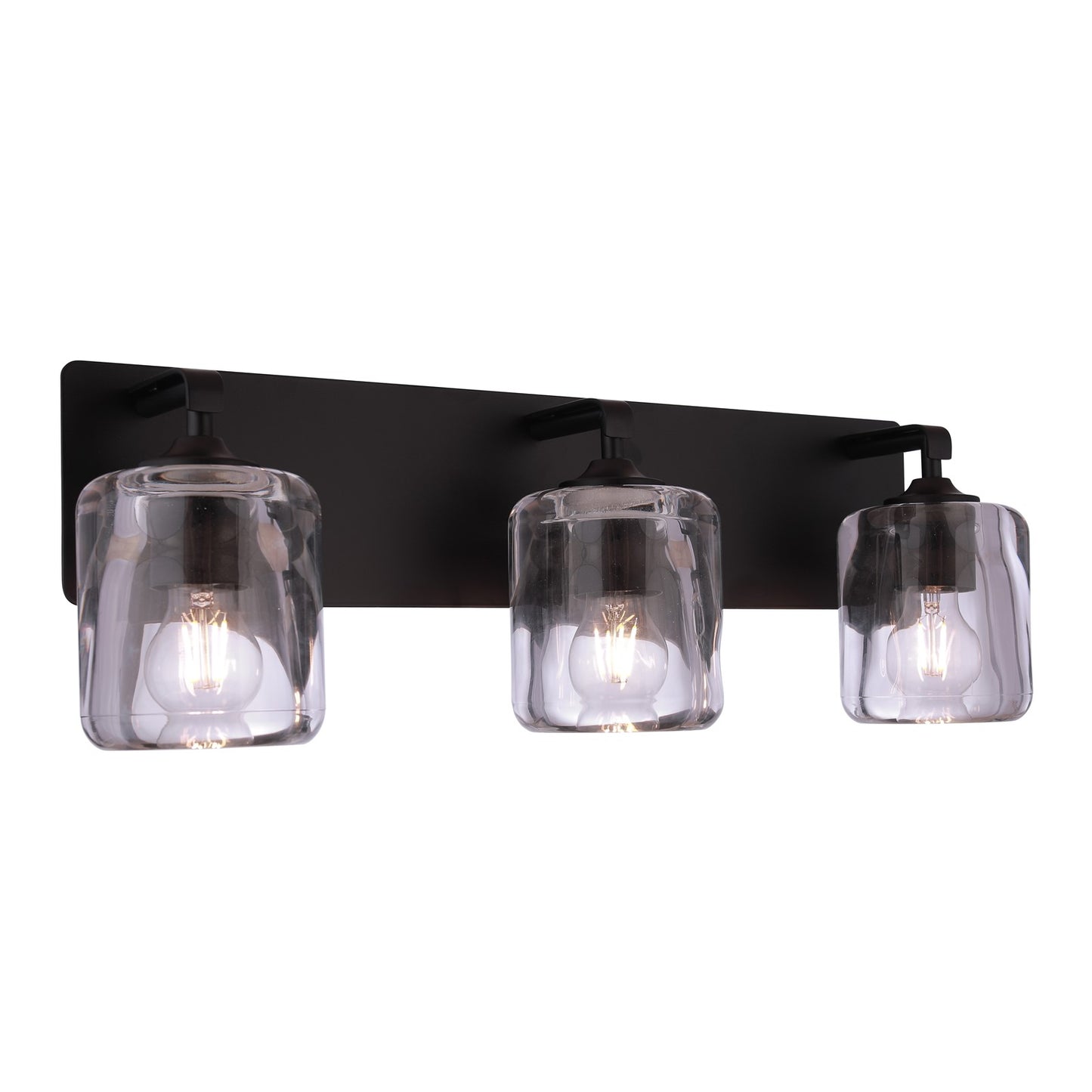 Craftmade Andie 3 Light Vanity, Flat Black/Clear