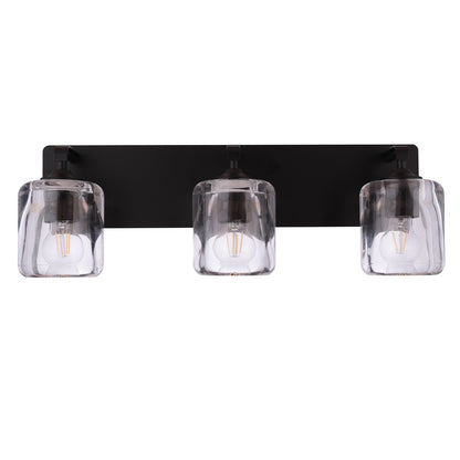 Craftmade Andie 3 Light Vanity, Flat Black/Clear