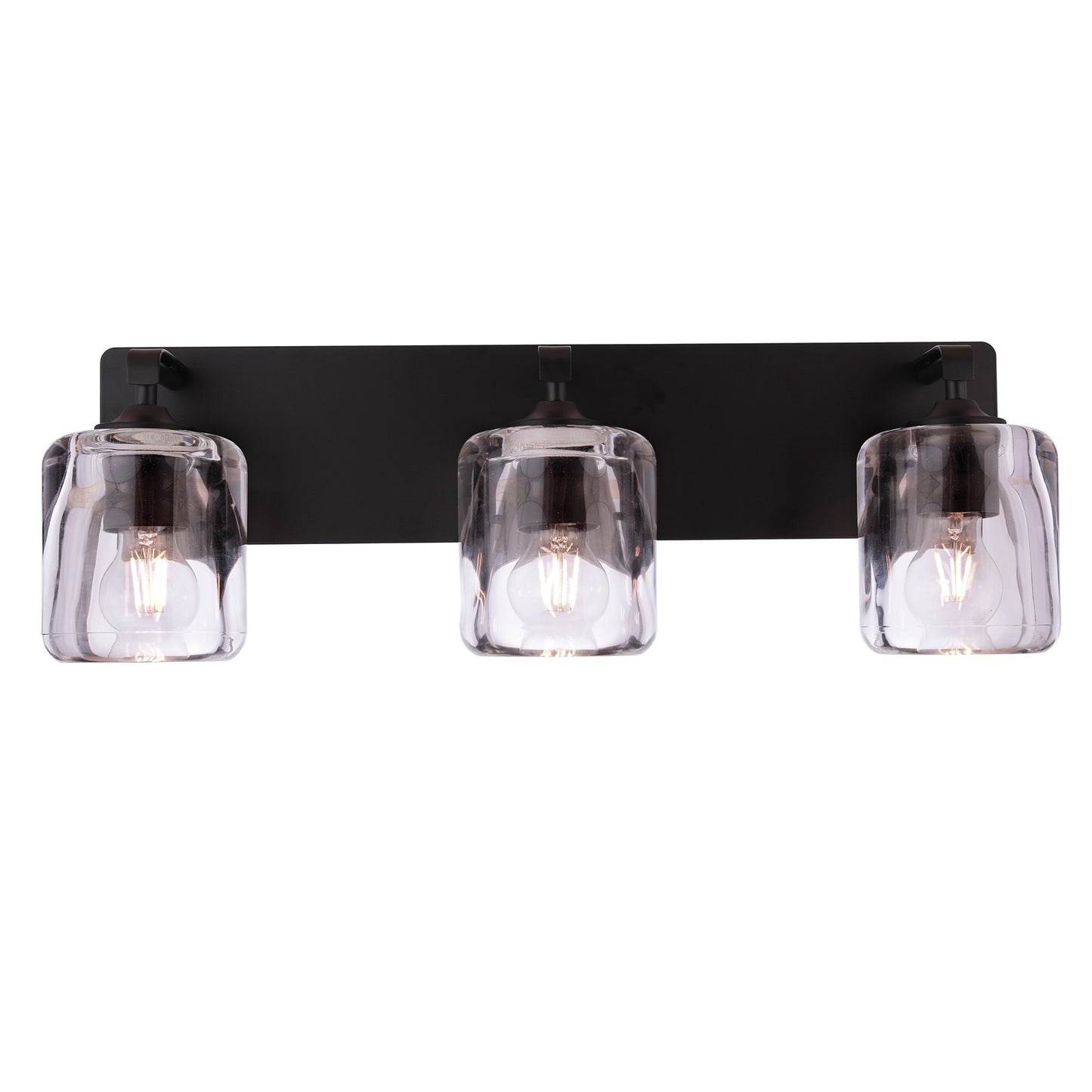 Craftmade Andie 3 Light Vanity, Flat Black/Clear