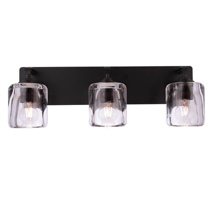 Craftmade Andie 3 Light Vanity, Flat Black/Clear
