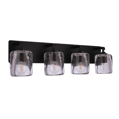 Craftmade Andie 4 Light Vanity, Flat Black/Clear - 20628FB4
