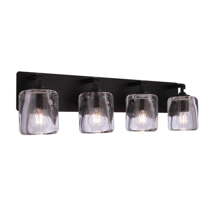 Craftmade Andie 4 Light Vanity, Flat Black/Clear