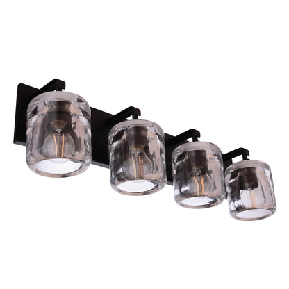 Craftmade Andie 4 Light Vanity, Flat Black/Clear