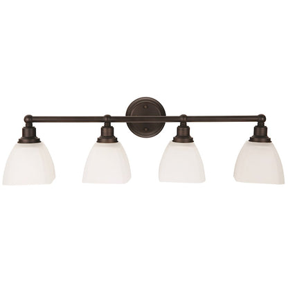 4 Light Vanity Bronze With White Glass