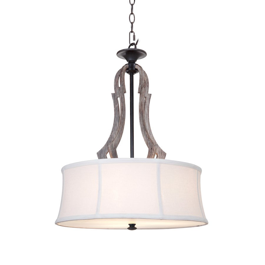 3 Light Pendant, Weathered Pine