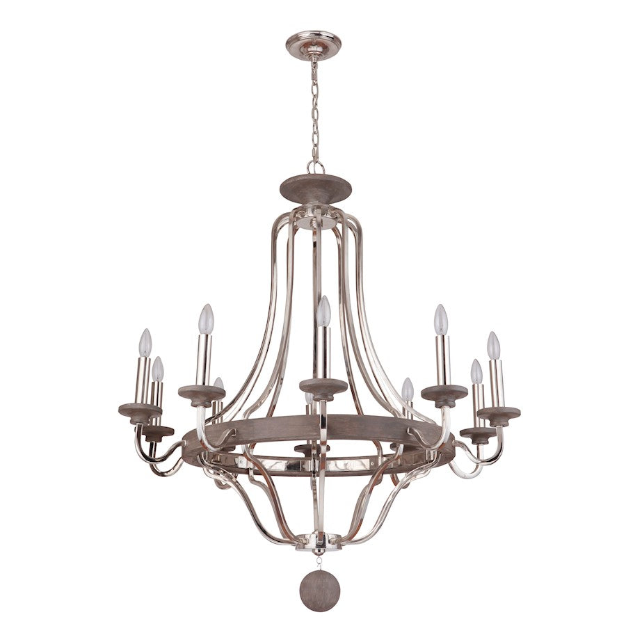 10 Light Chandelier Polished Nickel