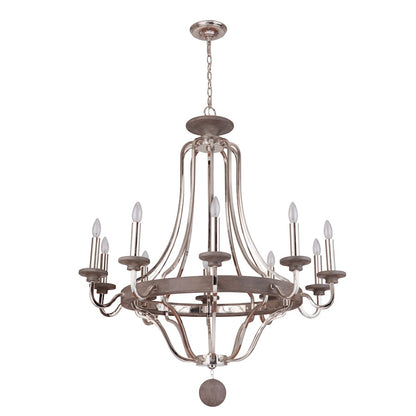 10 Light Chandelier Polished Nickel