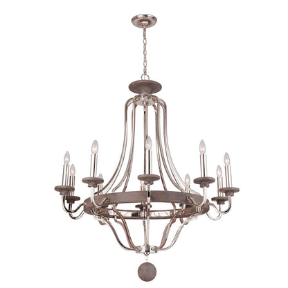 10 Light Chandelier Polished Nickel