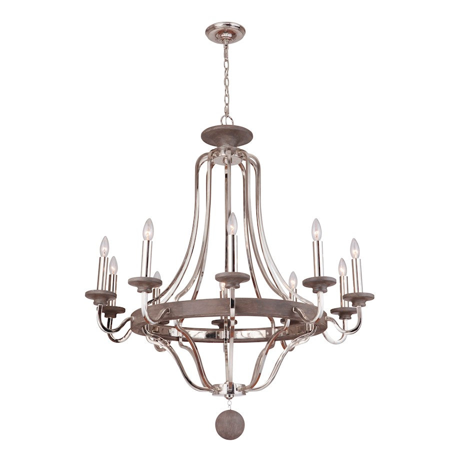 10 Light Chandelier Polished Nickel