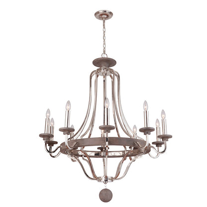 10 Light Chandelier Polished Nickel