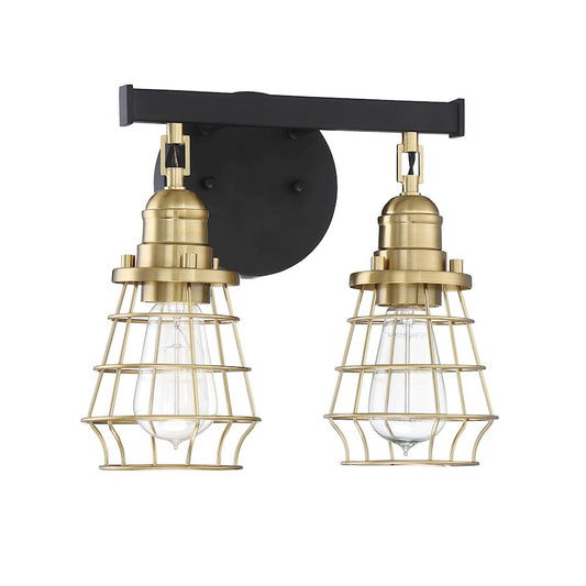 2 Light Bathroom Vanity Light, Black