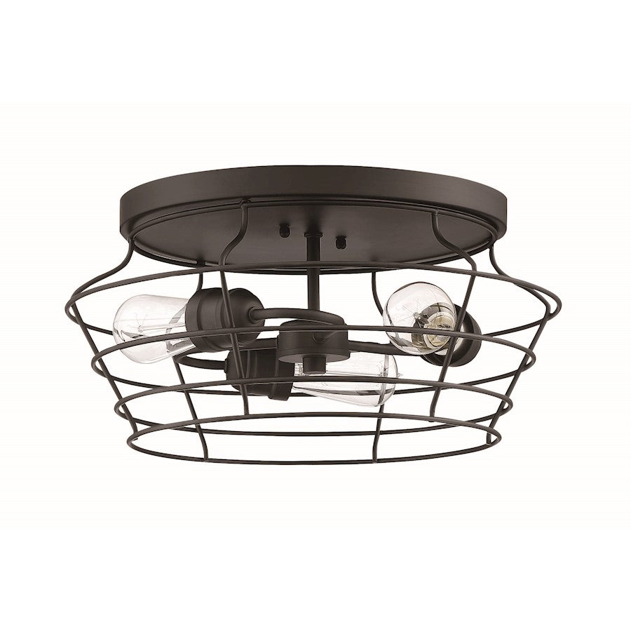 Craftmade Thatcher 3 Light Flushmount, Black
