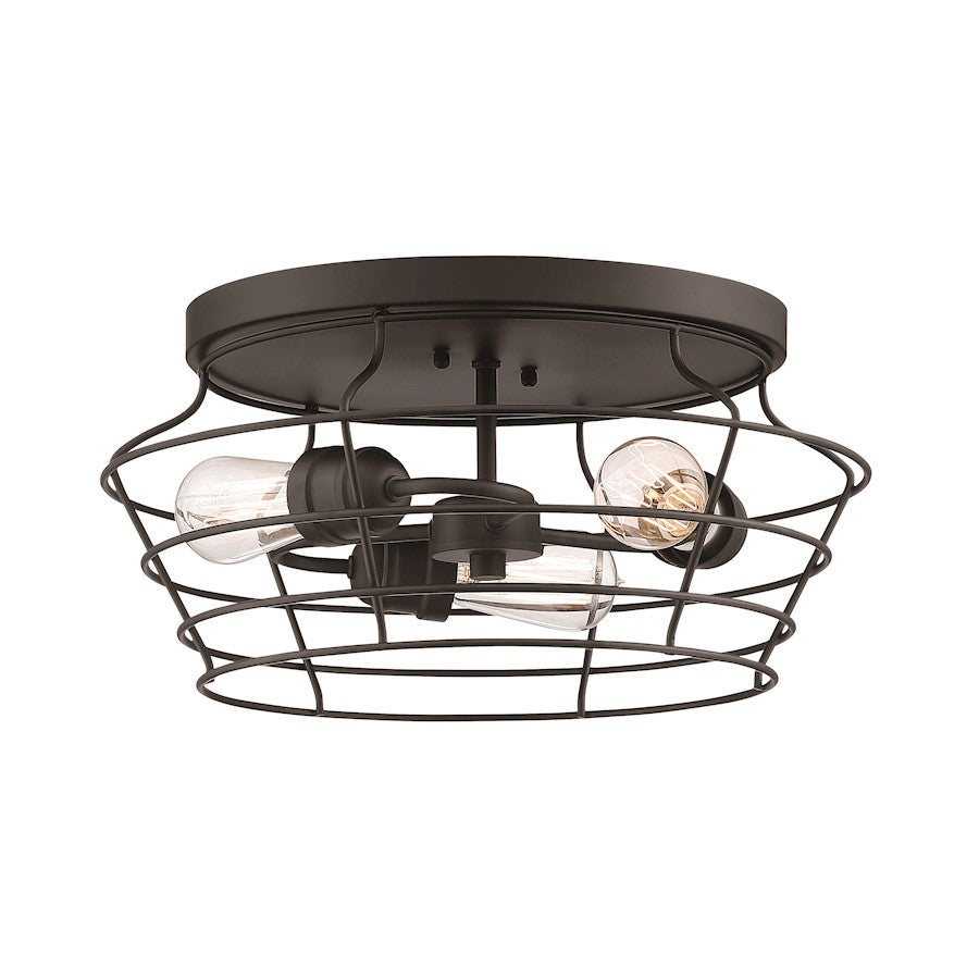 Craftmade Thatcher 3 Light Flushmount, Black