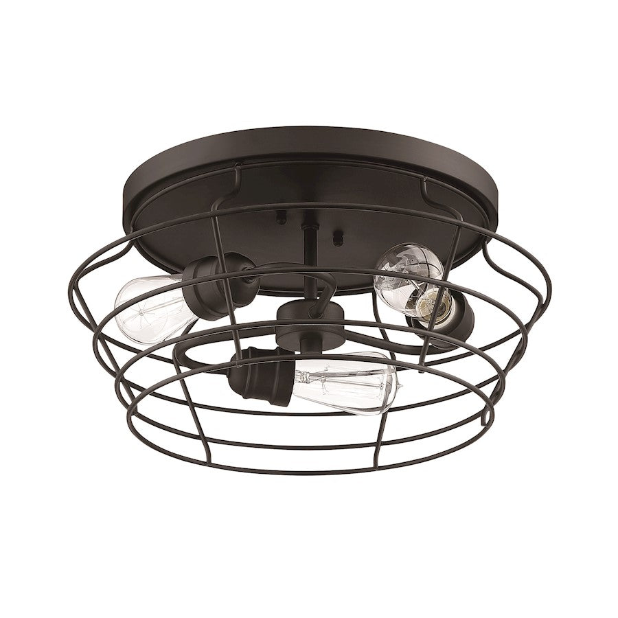 Craftmade Thatcher 3 Light Flushmount, Black