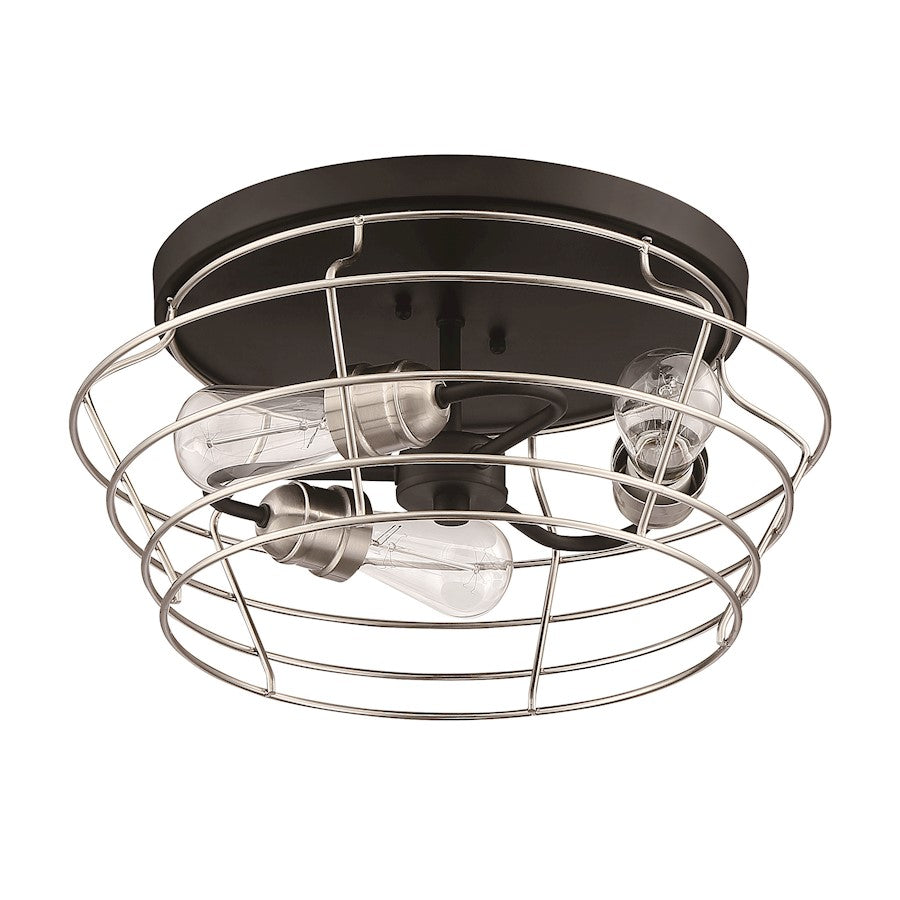 Craftmade Thatcher 3 Light Flushmount, Black