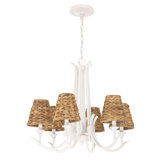 Craftmade Kokomo 6 Light Chandelier, Matte White/Natural Sea - 58326-MWW