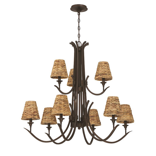 Craftmade Kokomo 9 Light Chandelier, Aged Bronze/Natural Sea - 58329-ABZ