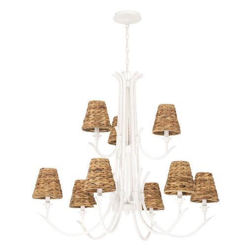 Craftmade Kokomo 9 Light Chandelier, Matte White/Natural Sea - 58329-MWW