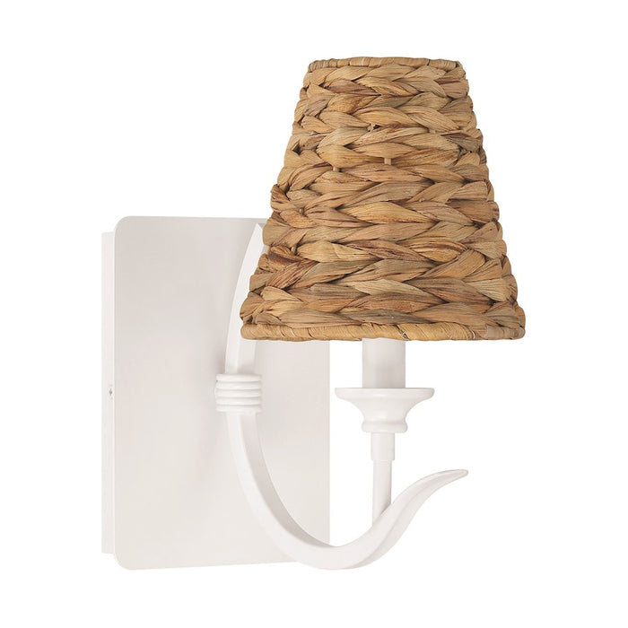 Craftmade Kokomo 1 Light Wall Sconce, Matte White/Natural Sea - 58361-MWW