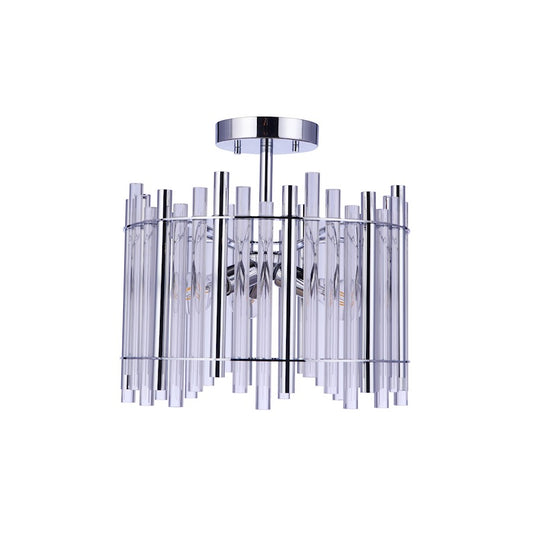 Craftmade Reveal 3 Light Semi Flush, Chrome/Clear - 59253-CH