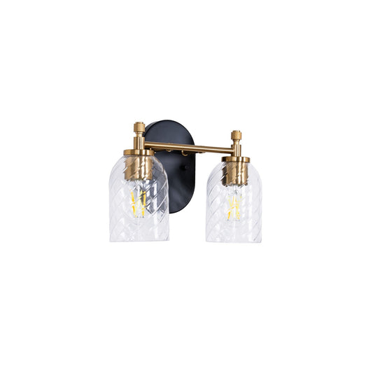 Craftmade Council 2Lt Vanity, Flat Black/Satin Brass