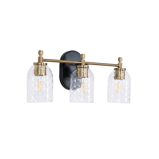 Craftmade Council 3Lt Vanity, Flat Black/Satin Brass