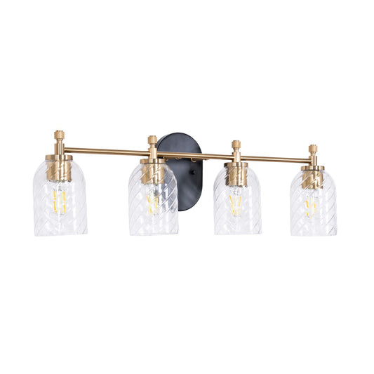 Craftmade Council 4Lt Vanity, Flat Black/Satin Brass
