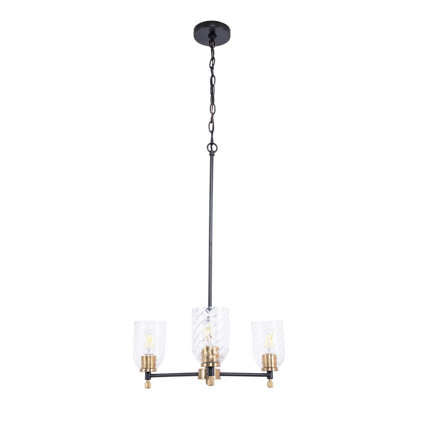 Craftmade Council 3Lt Chandelier, Black/Brs/Clear, Black/Brass