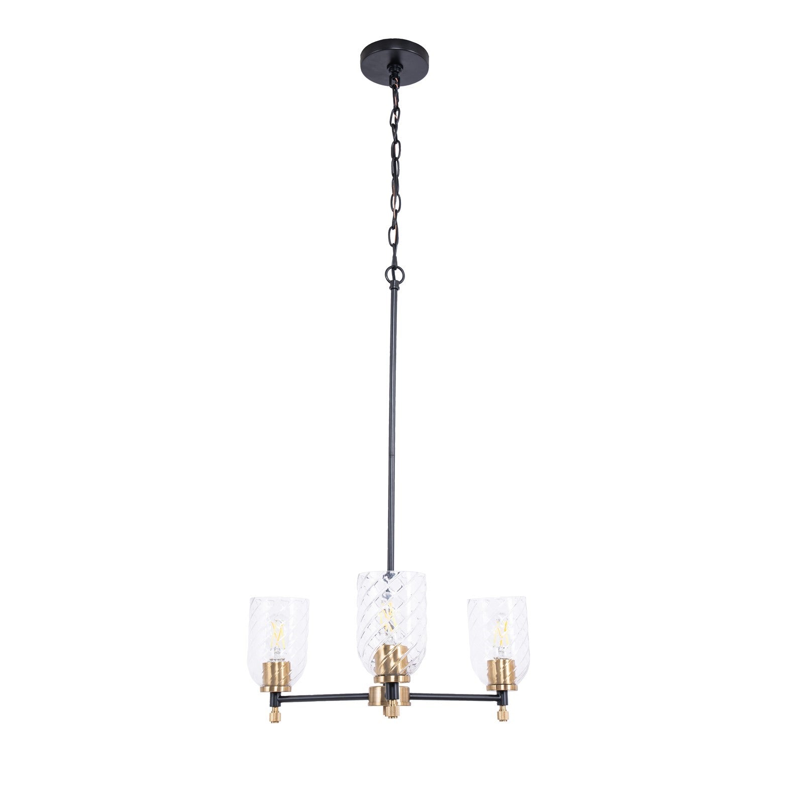 Craftmade Council 3Lt Chandelier, Black/Brs/Clear, Black/Brass