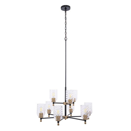 Craftmade Council 9Lt Chandelier, Black/Brs/Clear, Black/Brass