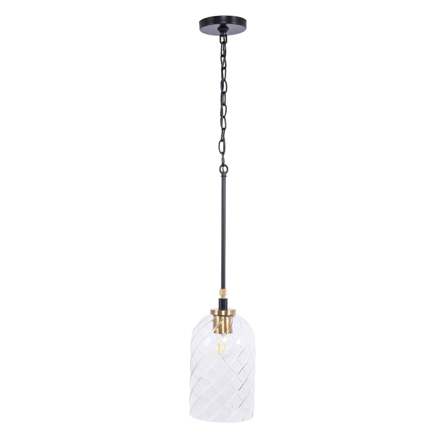 Craftmade Council 1Lt Pendant, Black/Brs/Clear, Black/Satin Brass