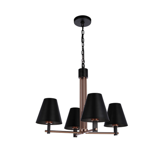 Craftmade Blake 4 Light Chandelier, Black/Brass/Black - 60924-FBSB