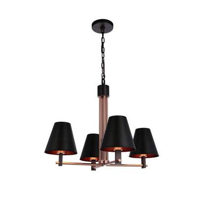 Craftmade Blake 4 Light Chandelier, Black/Brass/Black