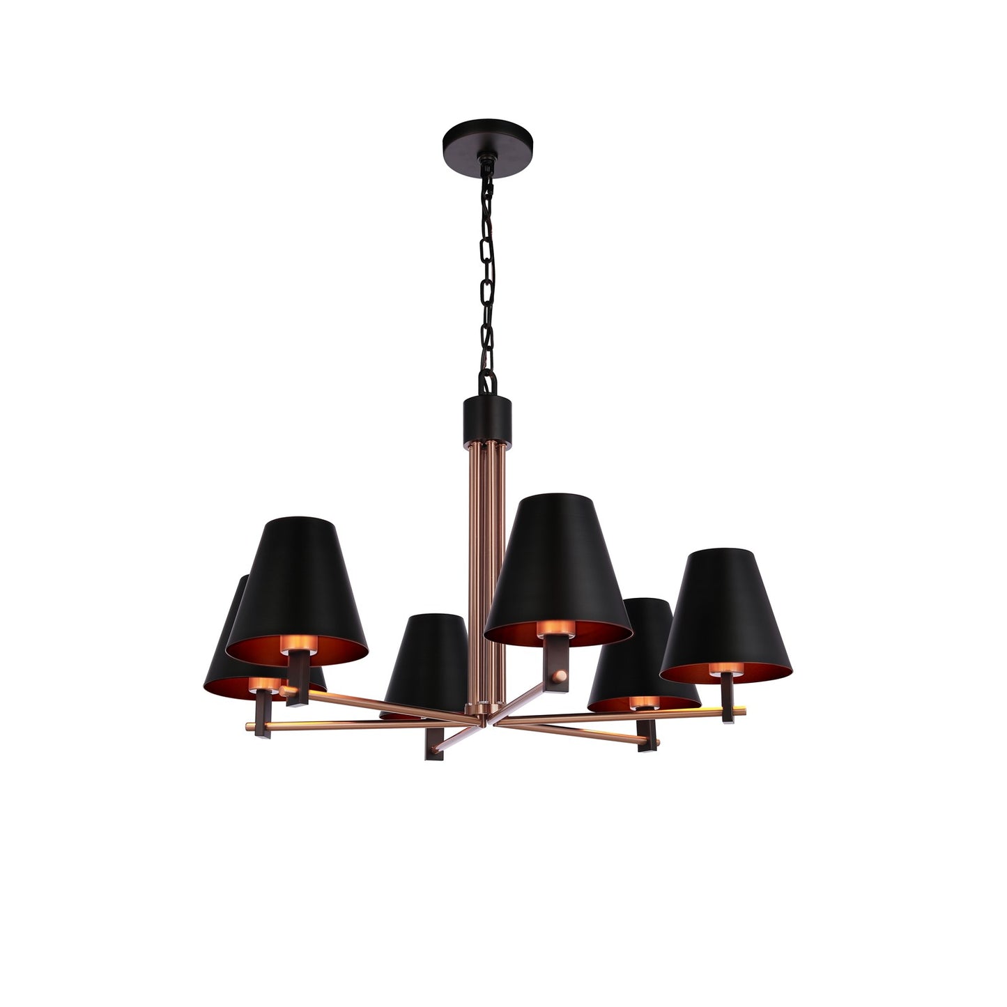 Craftmade Blake 6 Light Chandelier, Flat Black/Satin Brass
